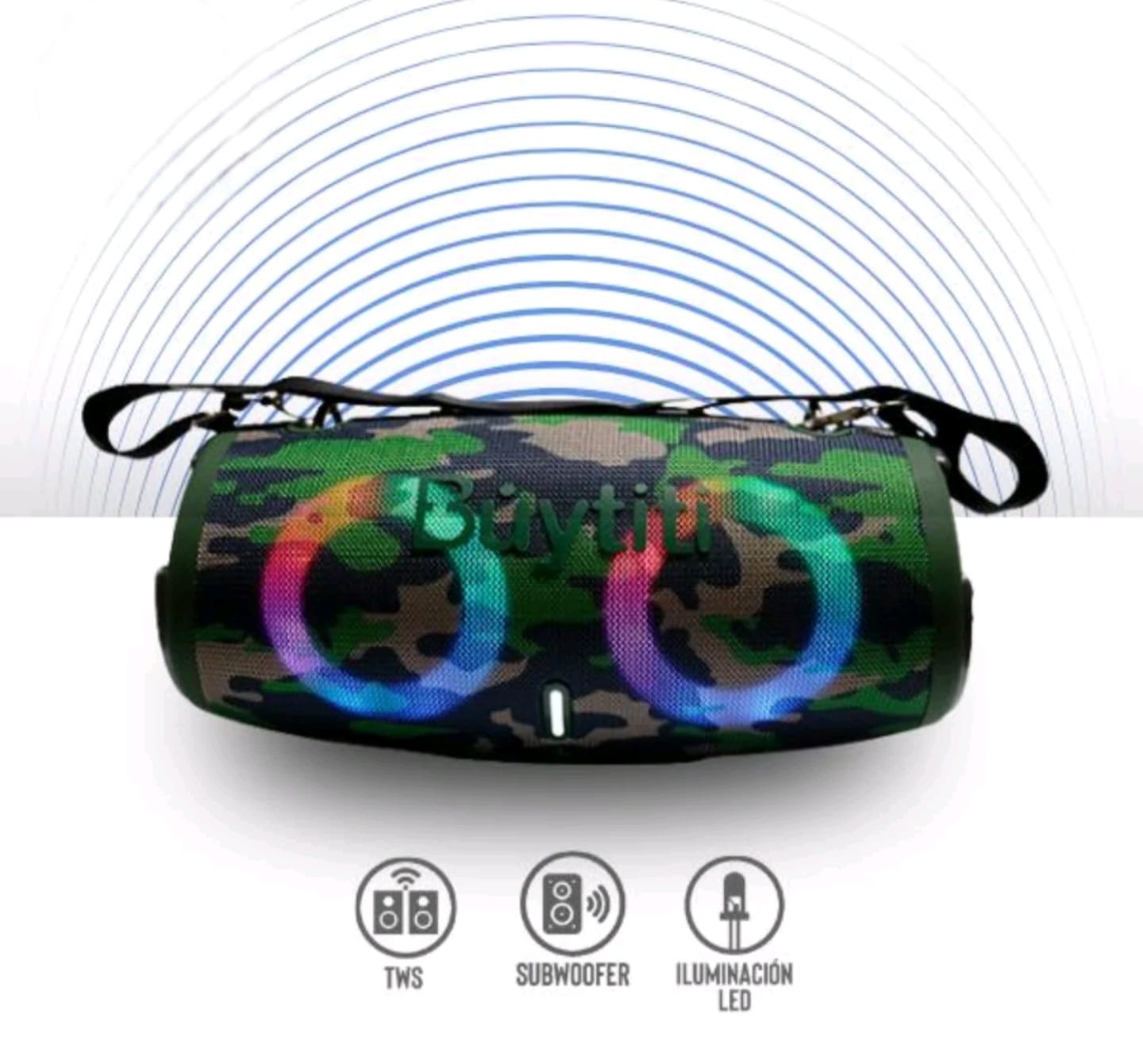 Bocina Bluetooth con Subwoofer y Luz LED - foto 1